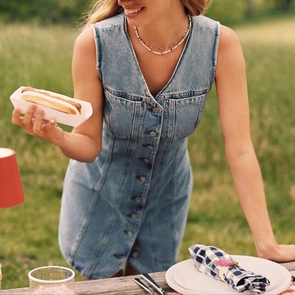 Agolde Revolve Trina Denim Mini Dress XS New Organic Cotton 90s Y2K City - Picture 11 of 11